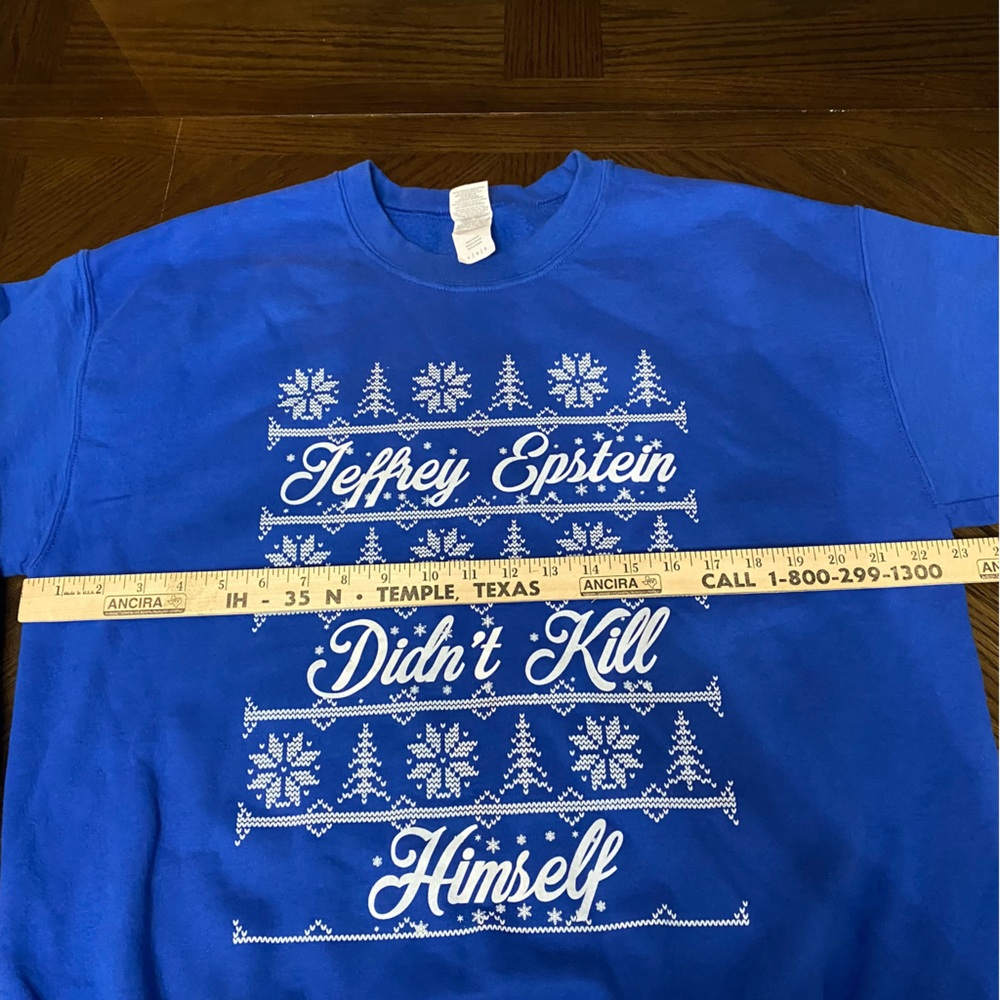 Ugly Christmas Sweater Jeffrey Epstein Didn’t Kill Himself size L - Picture 2 of 5